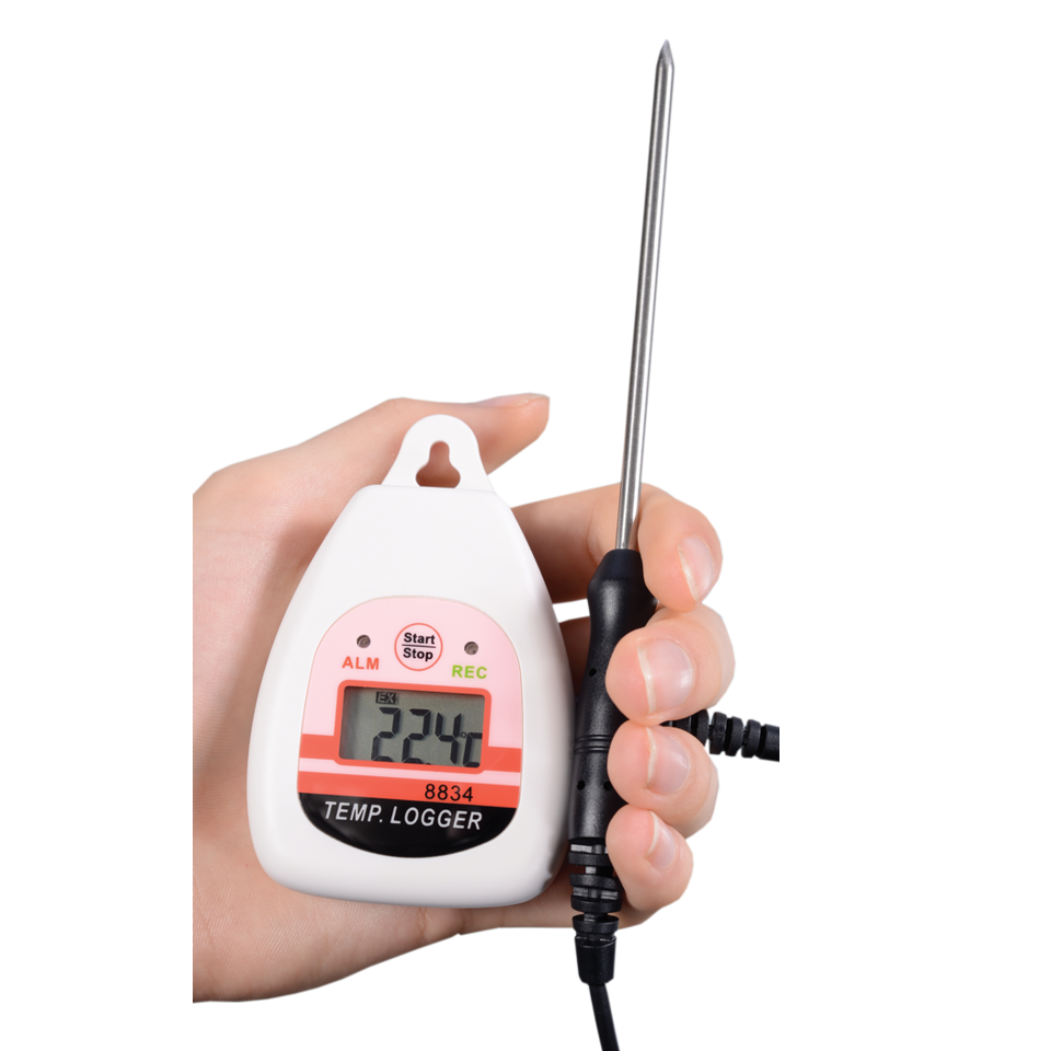 8834 - Waterproof Temperature Data Logger w/ Replaceable External Probe & 8k Point Memory