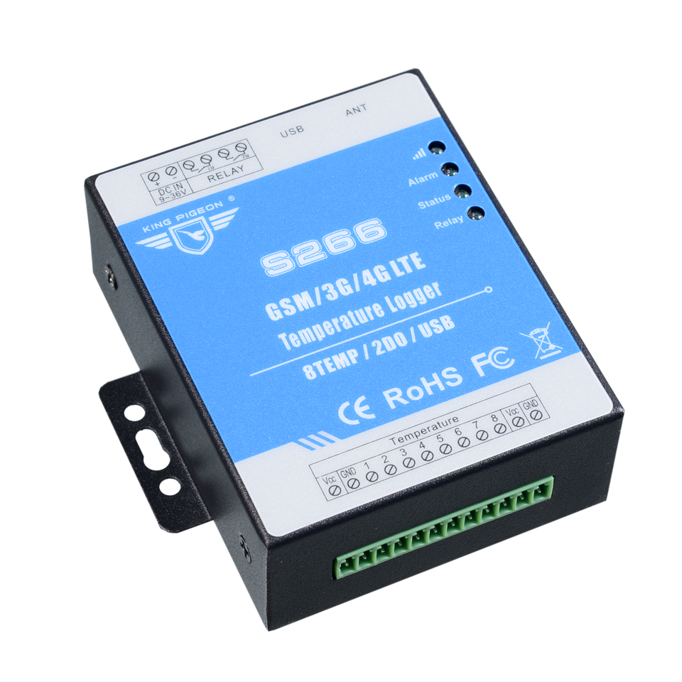 S266 - Remote 4G SMS Monitoring & Alarming Unit (Temp & Relay Out) w/ Temp Sensor