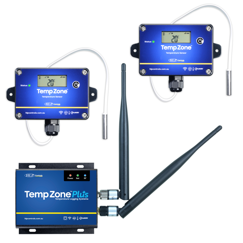 Temp Zone Plus New Starter Kit - 2 Wireless Sensors with Base Station for Multi-Unit Monitoring & Alarming
